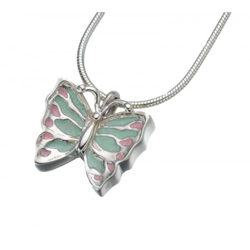 Close to My Heart - Sterling Silver Butterfly Pendant with Contrasting Chain - Cremation Ash Keepsake Jewellery